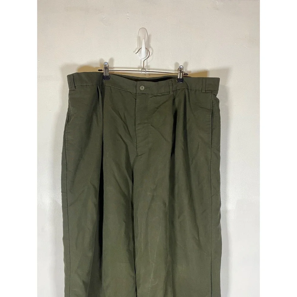 J Ferrar 42x32 Double Pleated Wide Leg Dress Pants Olive Green Career Slacks